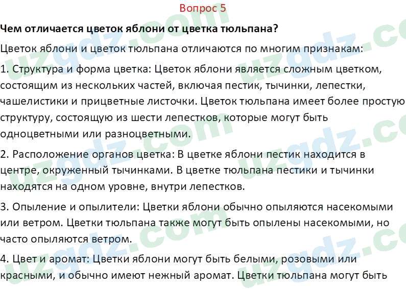 Биология Пратов У. 6 класс 2017 Вопрос 51